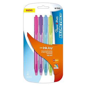 LAPIZ PASTA PAPER MATE KILOMETRICO RETRACTIL 4 COLORES INK JOY