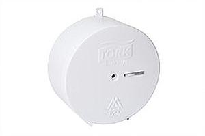 DISPENSADOR HIGIENICO TORK METALICO JUMBO DE 400 A 600 Mts BLANCO ( DESC. )
