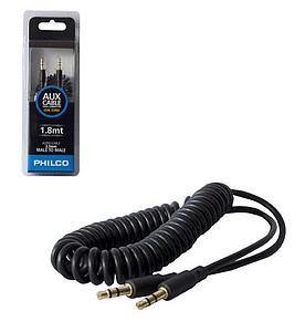 CABLE PHILCO ESPIRAL PLUG 3.5mm 1,8m NEGRO