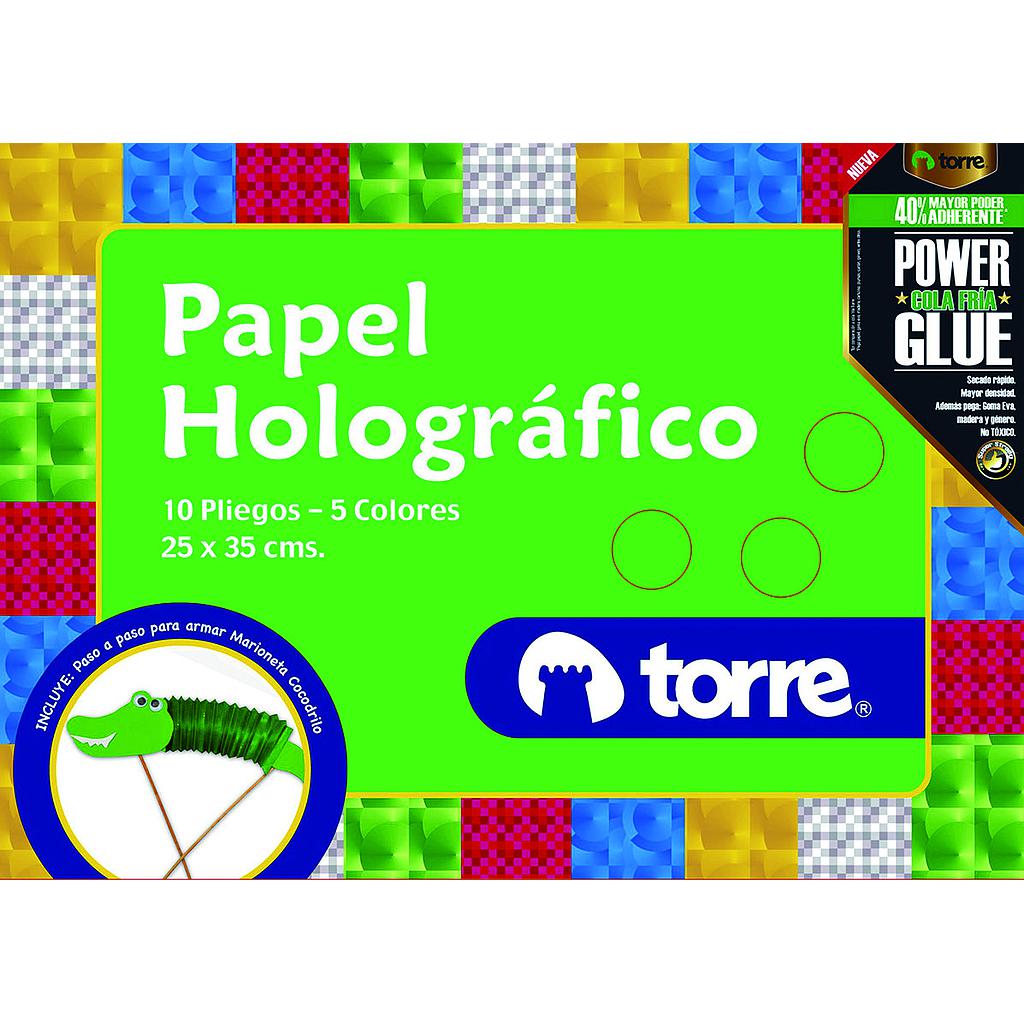 ESTUCHE TORRE PAPEL HOLOGRAFICO IMAGIA 25 x 35 cm 5 PLIEGOS