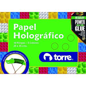 ESTUCHE TORRE PAPEL HOLOGRAFICO IMAGIA 25 x 35 cm 5 PLIEGOS