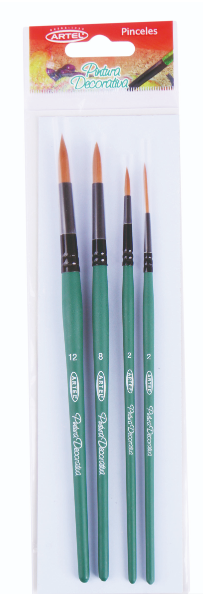 SET 4 PINCELES ARTEL 1LINER + 3REDONDO Nº 2-8-12