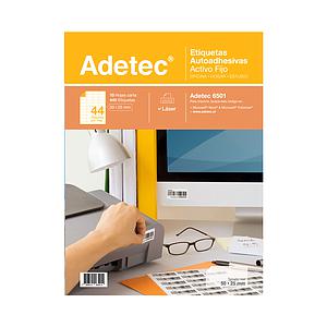 ETIQUETA LASER INK-JET ADETEC LASER CARTA DURABLE ACTIVO FIJO 50 X 25 MM.