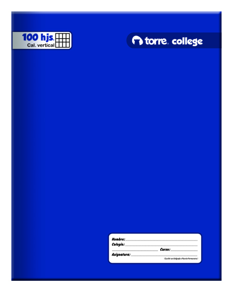 CUADERNO TORRE COLLEGE LISO CALIGRAFIA VERTICAL 100 Hjs 