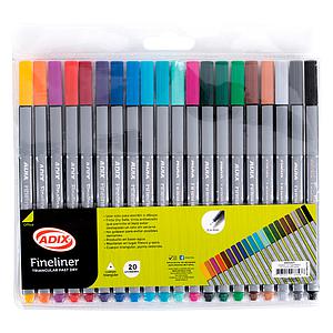 SET TIRALINEAS ADIX 20 COLORES TRIANGULAR/ FINELINER