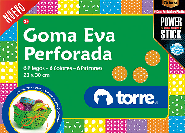 ESTUCHE TORRE GOMA EVA PERFORADA 20 X 30 CM 6 UND. ( DESC. )