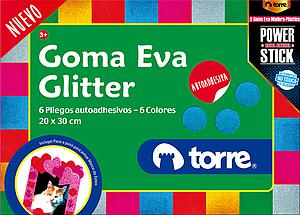ESTUCHE TORRE GOMA EVA GLITTER 20 X 30 CM 6 UND. AUTOADH.
