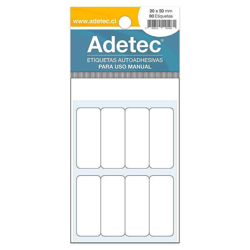ETIQUETA BLANCA ADETEC 20 x 50 mm 