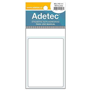 ETIQUETA BLANCA ADETEC 80 x 110 mm ( DESC. )