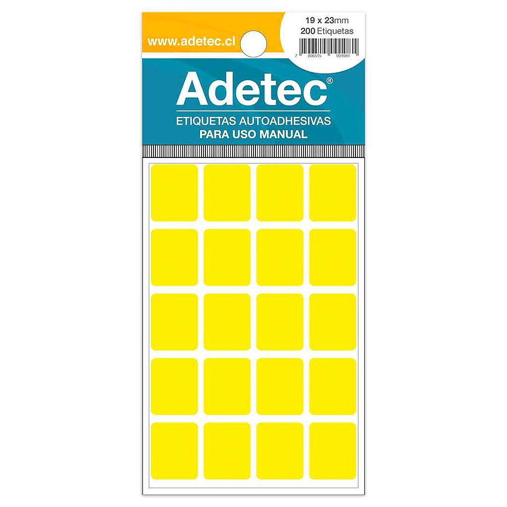 ETIQUETA ADETEC FLUORECENTE AMARILLA 19 x 23 mm