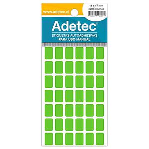 ETIQUETA ADETEC FLUORECENTE VERDE ADETEC 11 x 17 mm.