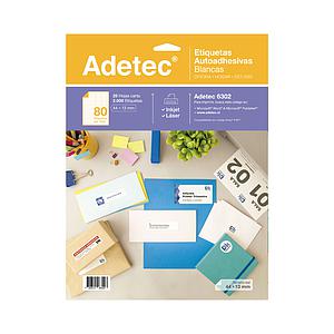 ETIQUETA LASER INK-JET ADETEC 44 x 13 mm 25 Hjs
