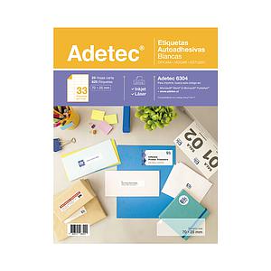 ETIQUETA LASER INK-JET ADETEC 70 x 25 mm 25 Hjs 