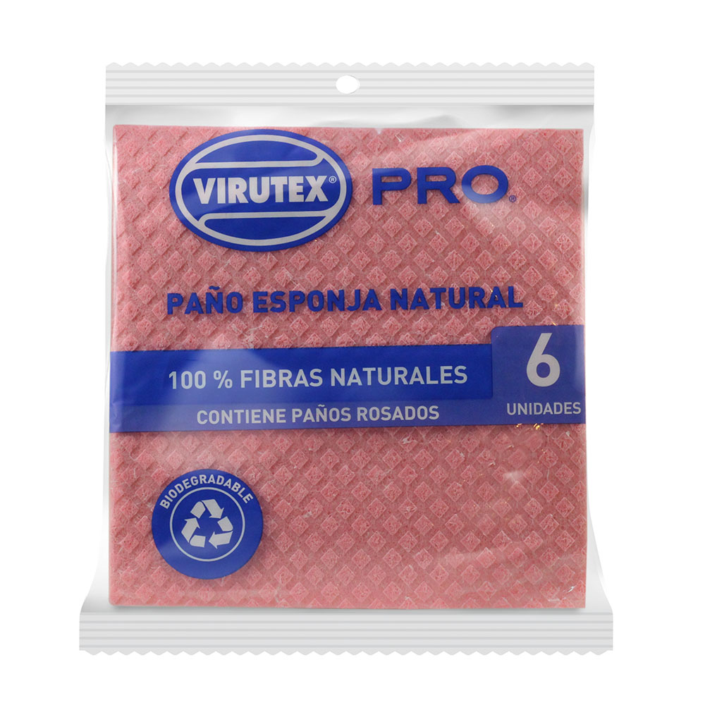 PAÑO ESPONJA VIRUTEX ROSADO X 6 VTX PRO 