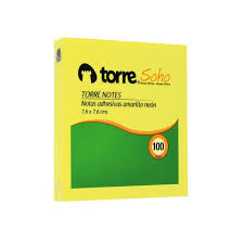 NOTAS ADHESIVAS TORRE AMARILLO NEON 7,6 X 7,6CM 100 HJ.