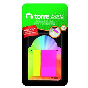 BLISTER BANDERITAS TORRE CLIP SEMI TRANSPARENTE 50UND.