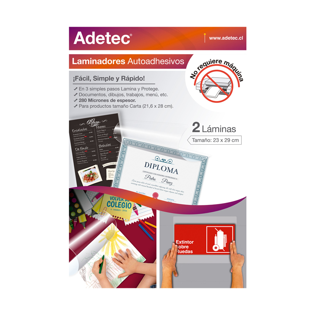 LAMINA AUTOADHESIVA PARA PLASTIFICAR   CARTA 229X292mm