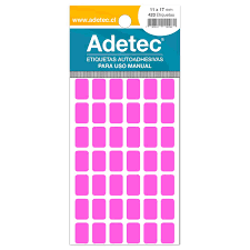 ETIQUETA ADETEC FLUORECENTE FUCSIA 11 X 17 mm.