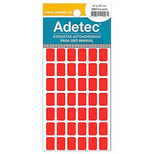 ETIQUETA ADETEC FLUORECENTE ROJO 11 X 17 mm.