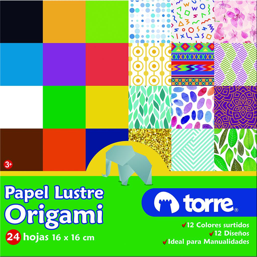 BLOCK PAPEL LUSTRE TORRE ORIGAMI 24 HJAS 16 X 16 CM