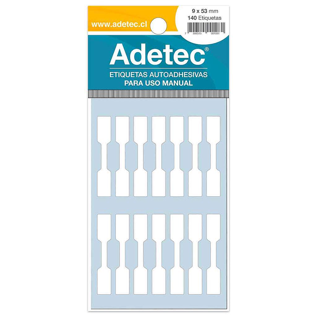 ETIQUETA BLANCA ADETEC JOYA  9 X 53 mm.