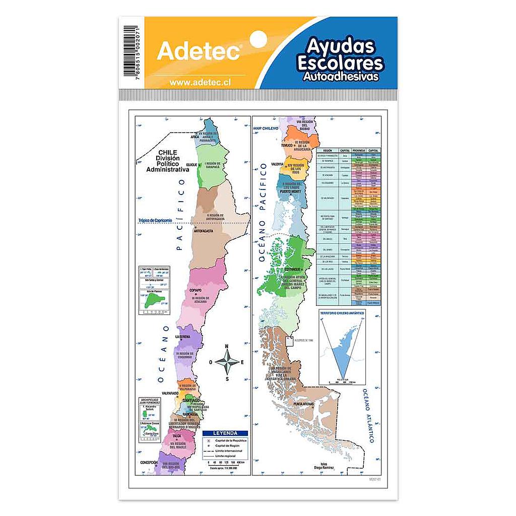 AUTOADHESIVO ESCOLAR ADETEC - MAPA DE CHILE