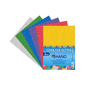 ESTUCHE GOMA EVA HAND GLITTER 6 COLORES 20 X 30 CMS