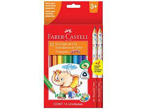 LAPICES DE COLORES FABER 12 COLORES TRIANGULAR JUMBO MAS 2 GRAFITOS