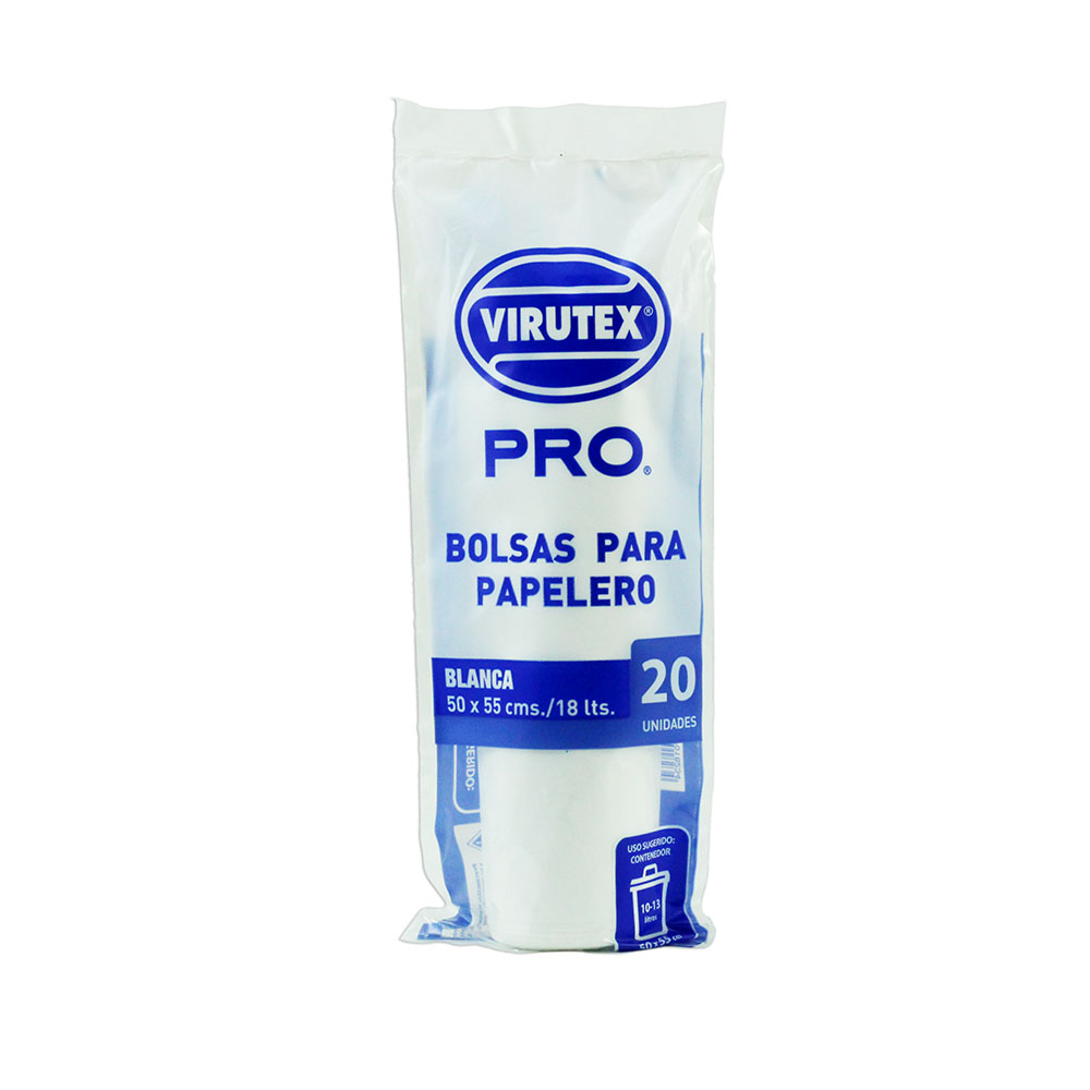 BOLSA BASURA VIRUTEX 50 X 55 VTX PRO  BLANCA (20 unidades)
