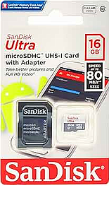 MEMORIA PORTATIL SANDISK MICRO SDHC ULTRA 16GB 80MB/s C/ADAPTADOR