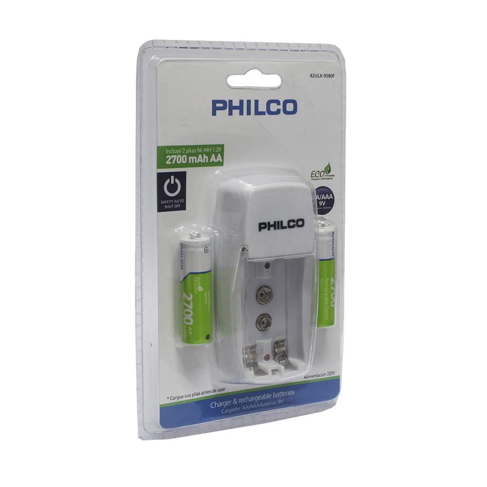 CARGADOR DE PILAS AA/AAA BATERIAS 9V PHILCO INCLUYE 2 PILAS AA 42ULX-9580F