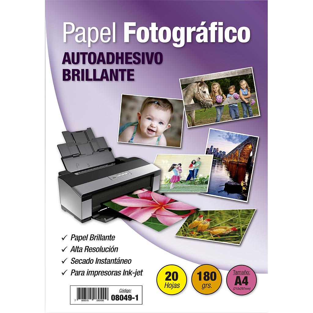 PAPEL FOTOGRAFICO INKJET A4 AUTOADHESIVO BRILLANTE 180 GRS 20 HOJAS