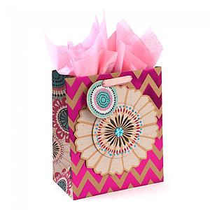 BOLSA REGALO GRANDE CHEVRON FLORAL HOT STAMPING