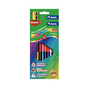 LAPICES DE COLORES TORRE JUMBO DOBLE COLOR 12X24 TRIANGULARES
