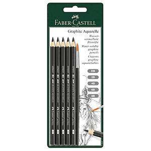 LAPIZ GRAFITO FABER AQUARELABLE X 5 UNID. + PINCEL