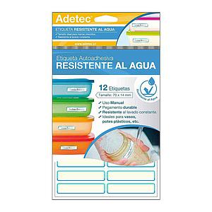 ETIQUETA ADETEC RESISTENTE AL AGUA 70 X 14 MM.