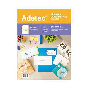 ETIQUETA LASER INK-JET ADETEC CIRCULAR 45mm. 25 Hjs