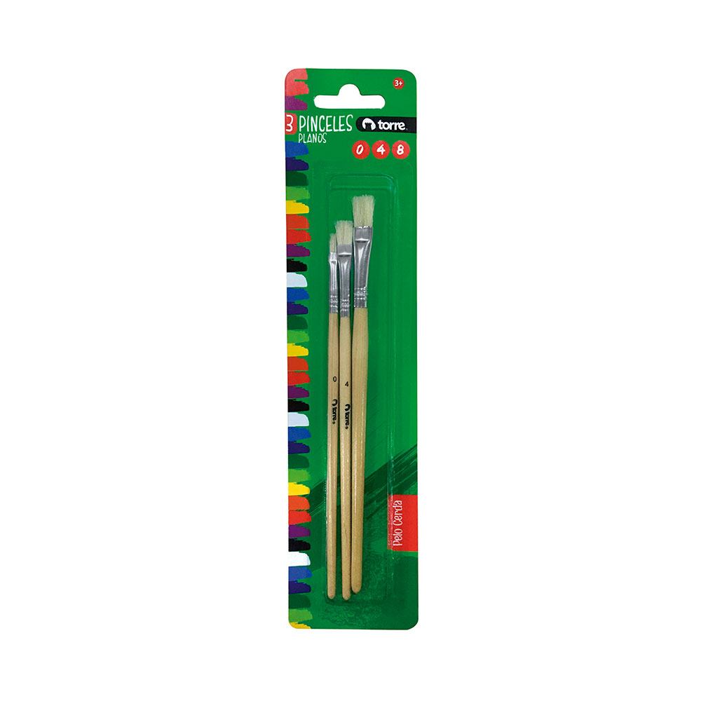 SET 3 PINCELES TORRE PLANOS N° 0-4-8 ( CM )