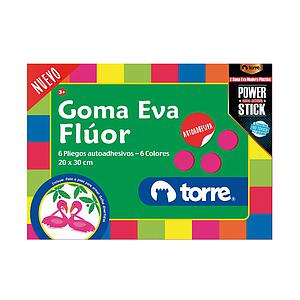 ESTUCHE TORRE GOMA EVA FLUOR AUTOADHESIVOS 6 COL.