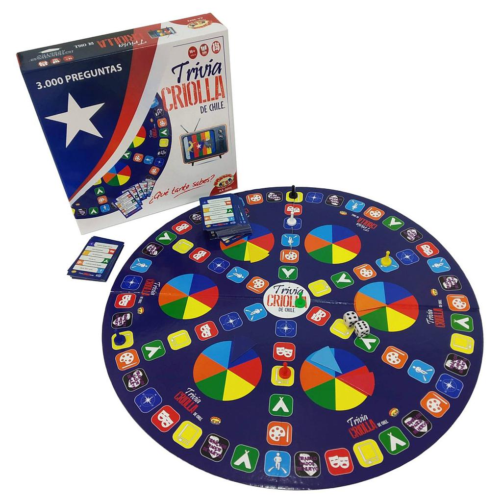 TRIVIA CRIOLLA CHILENA (+14 AÑOS) CON 500 TARJETAS Y 2 JUGADORES AA-5095