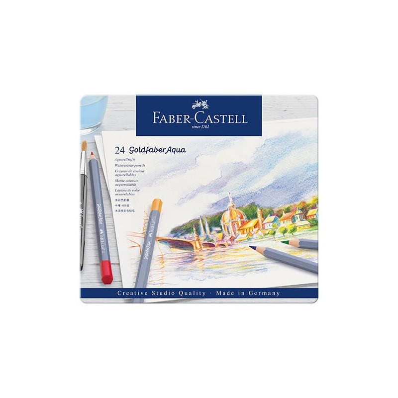 LAPICES DE COLORES GOLDFABER ACUARELABLES CAJA METALICA 24 COLORES