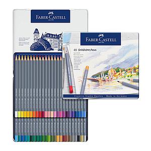 LAPICES DE COLORES GOLDFABER ACUARELABLES CAJA METALICA 48COLORES