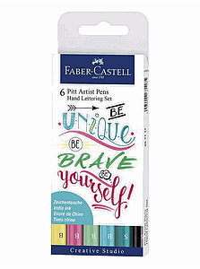 SET PASTELES MARCADORES FABER TINTA CHINA 6 COLORES LETTERING