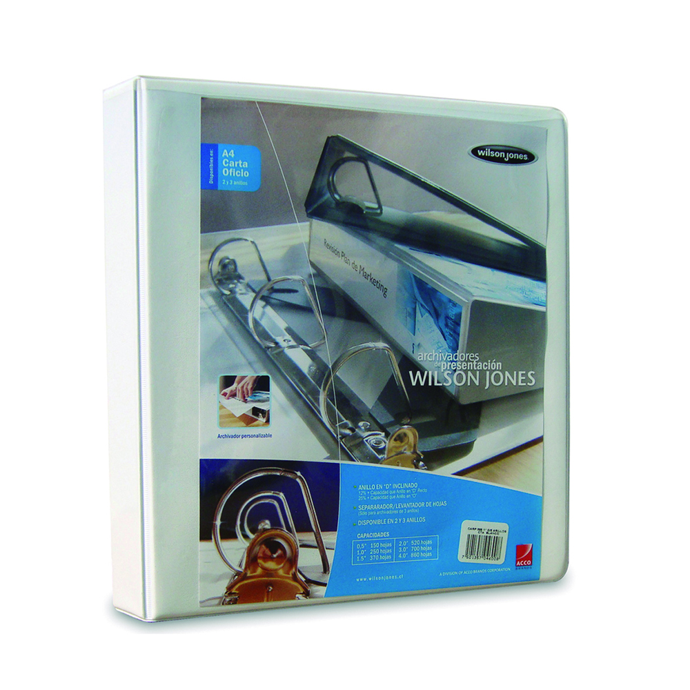 ARCHIVADOR DE PRESENTACIÓN WILSON JONES CARTA 2 ANILLOS 1,5" ( CM )