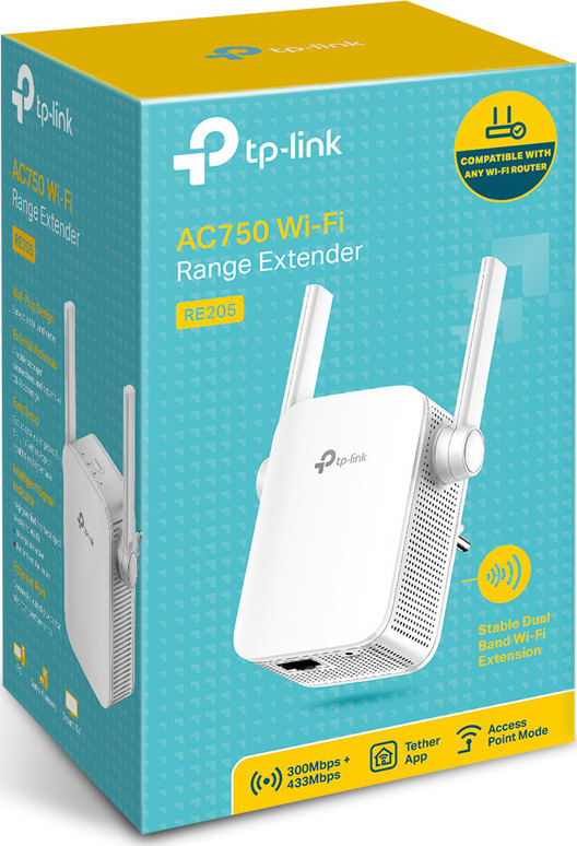 EXTENSOR DE RANGO TP-LINK RE205 AC 750 MBPS WIFI DUAL BAND 