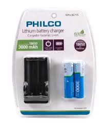 CARGADOR  DE PILAS PHILCO INCLUYE PILAS  3000mAh PRECARGADAS 18650