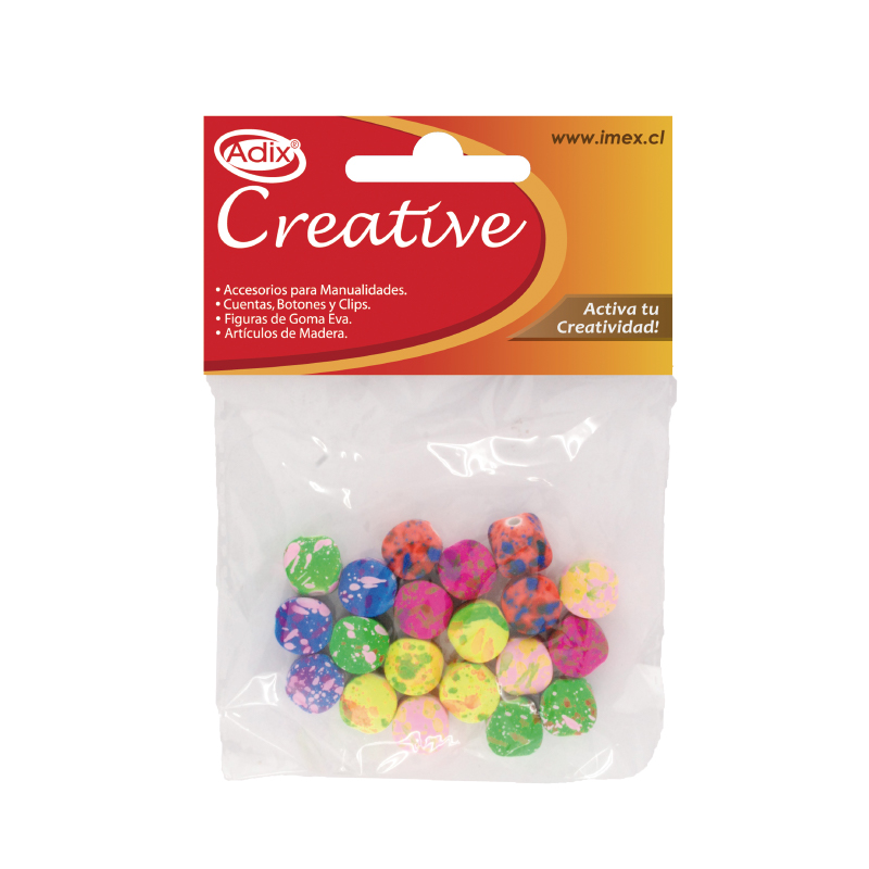 CUENTAS ADIX DE PLASTICO NEON 20 Unid. ( DESC. )