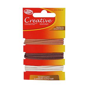 CORDEL CUERO ADIX CREATIVE 3Unid. 3Mts GAMA CAFE ( DESC. )
