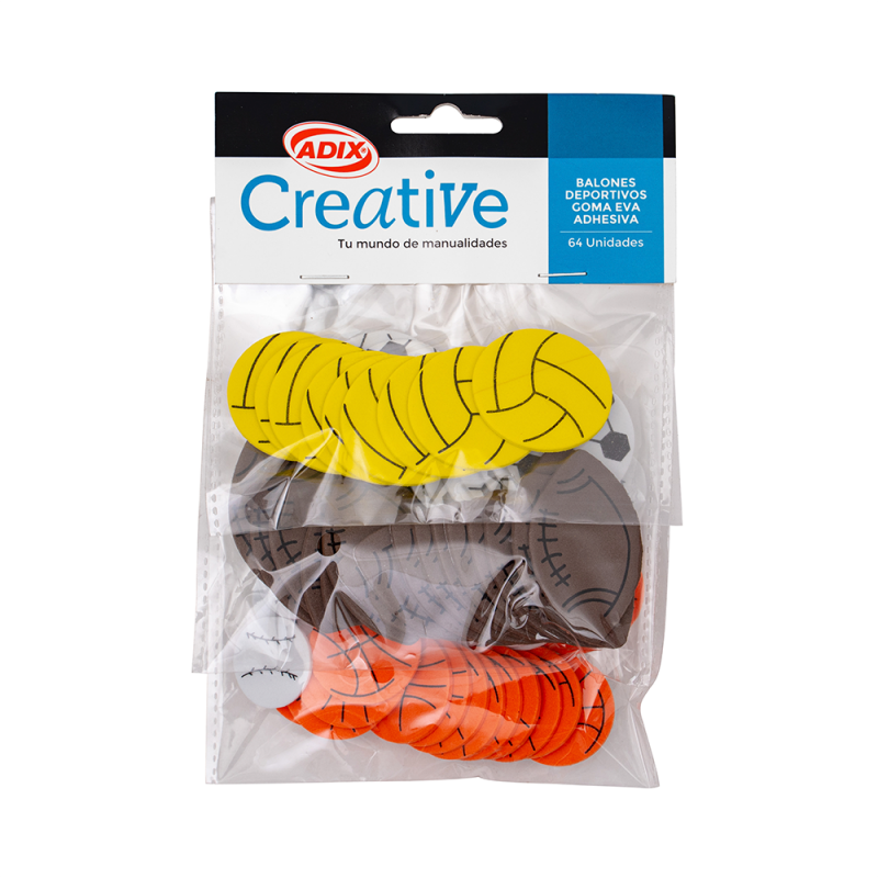 FIGURAS ADIX DE GOMA EVA ADHESIVA BALONES DEPORTIVOS 64Unid. 