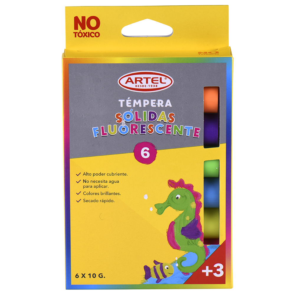 TEMPERA SOLIDA ARTEL FLUORESCENTE 6 COL.